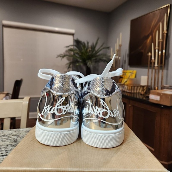 NEW Christian Louboutin Fun Vieira Orlato Flat Sneaker in Metallic Snake 41.5 - Picture 8 of 12